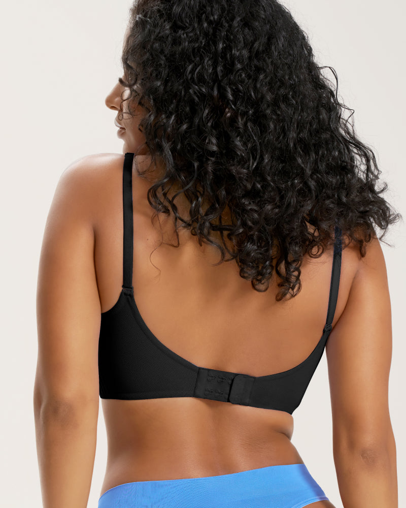 Ultra-Thin Ribbed Wireless Bra with Backless Design