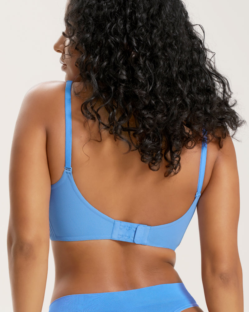 Ultra-Thin Ribbed Wireless Bra with Backless Design