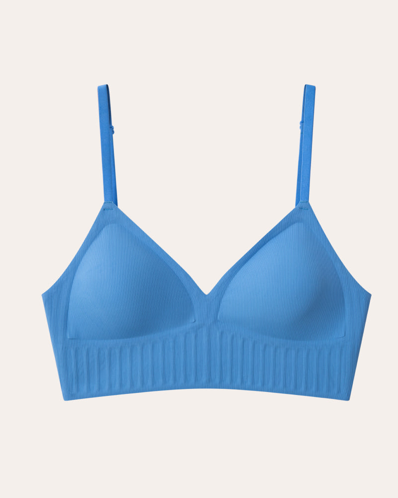 Ultra-Thin Ribbed Wireless Bra with Backless Design
