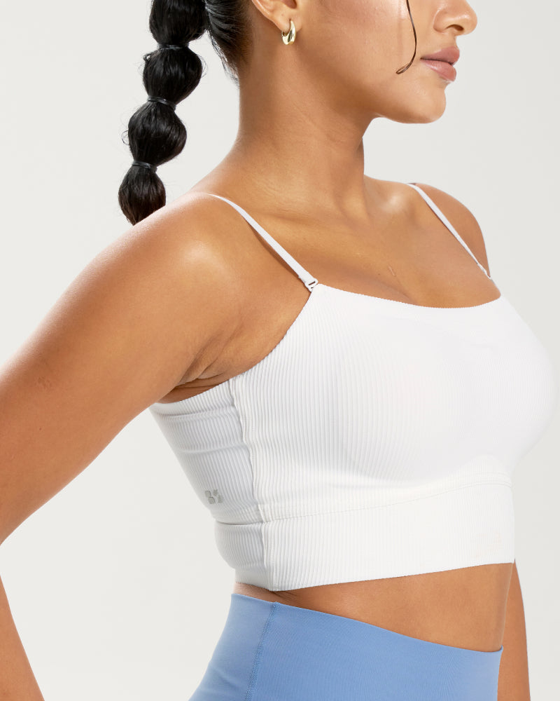 Ribbed Thin-Strap Multi-Way Bandeau Tank Top