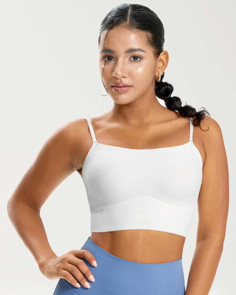 Ribbed Thin-Strap Multi-Way Bandeau Tank Top