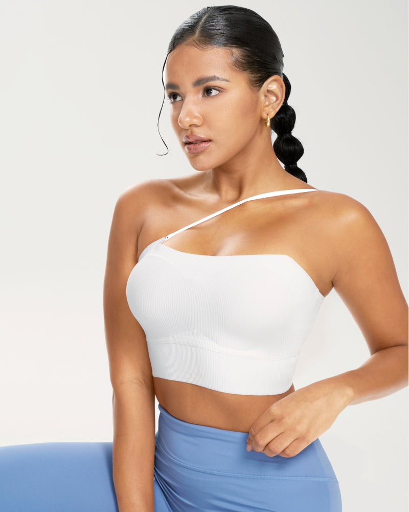 Ribbed Thin-Strap Multi-Way Bandeau Tank Top