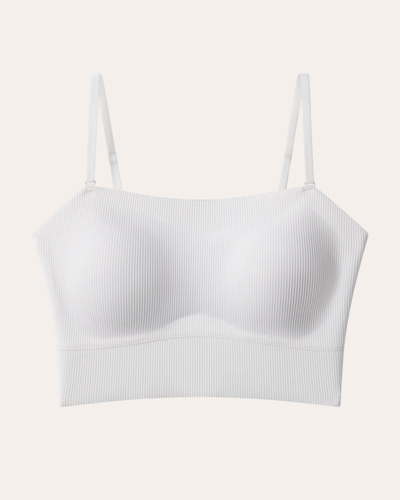 Ribbed Thin-Strap Multi-Way Bandeau Tank Top