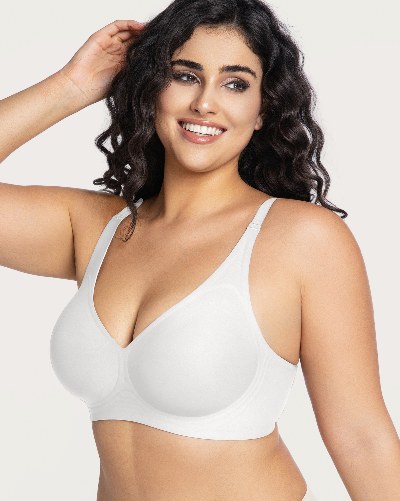 Soft-support deep V comfortable wireless plunge bra