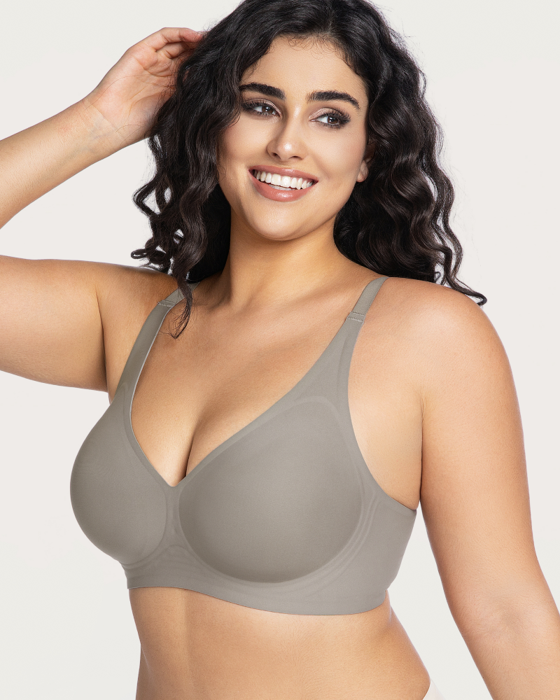 Soft-support deep V comfortable wireless plunge bra