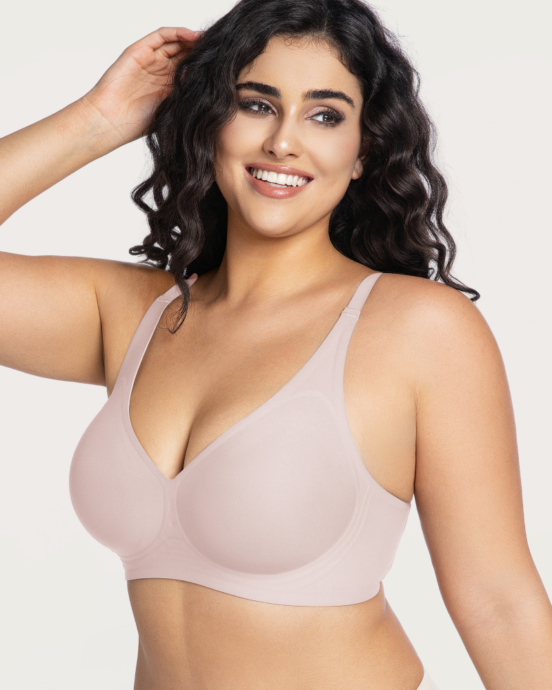 Soft-support deep V comfortable wireless plunge bra