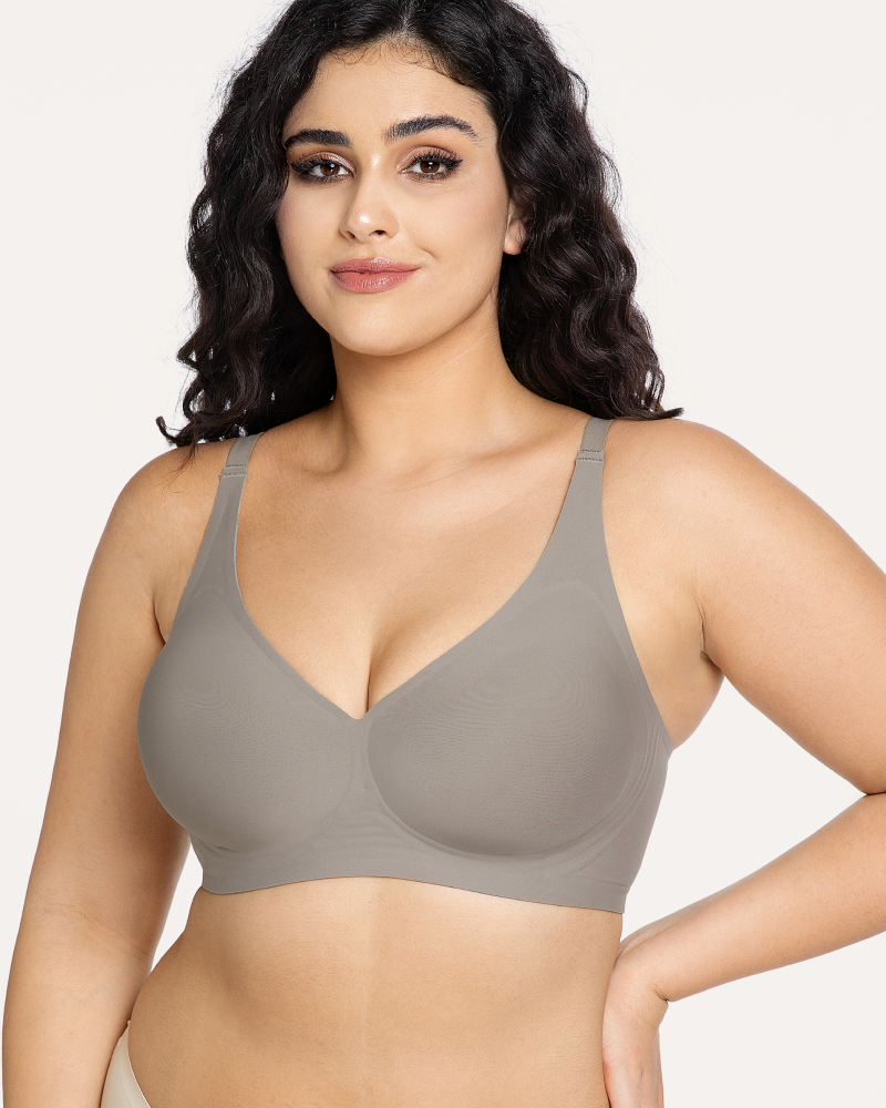 Soft-support deep V comfortable wireless plunge bra