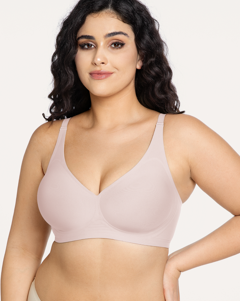 Soft-support deep V comfortable wireless plunge bra