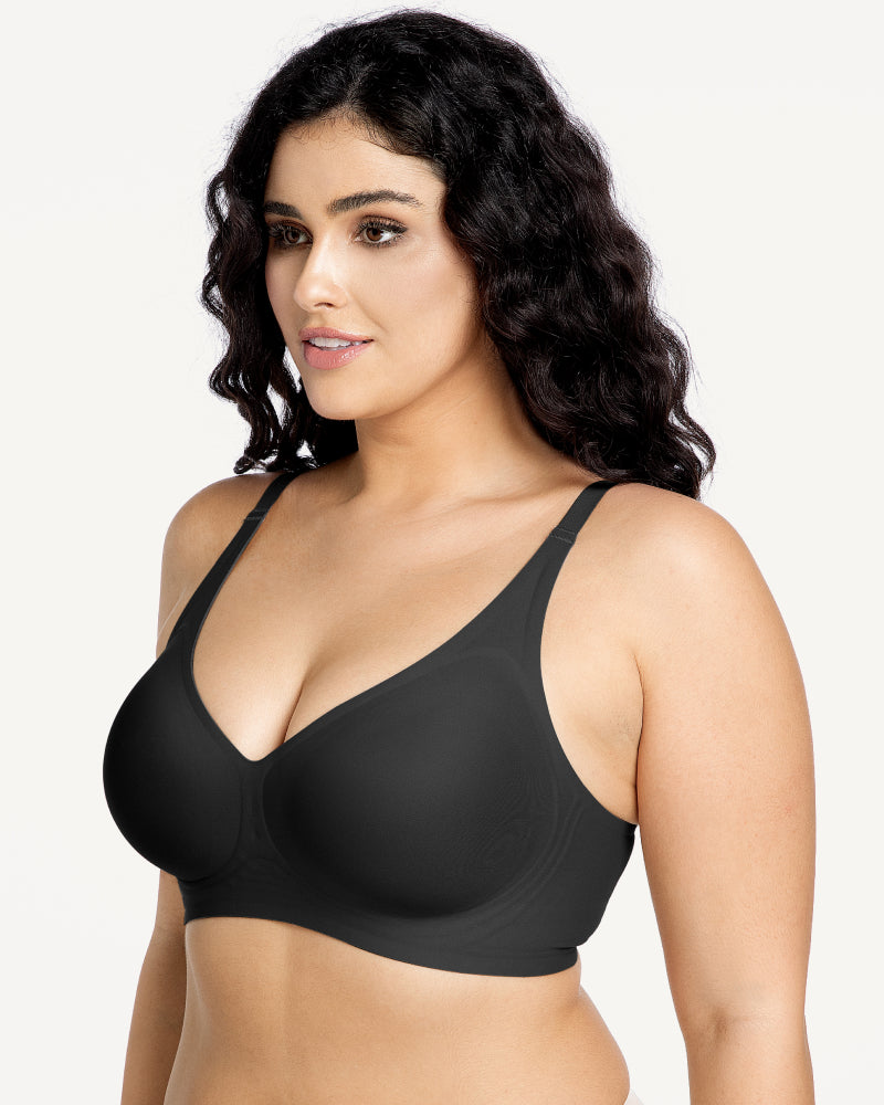 Soft-support deep V comfortable wireless plunge bra