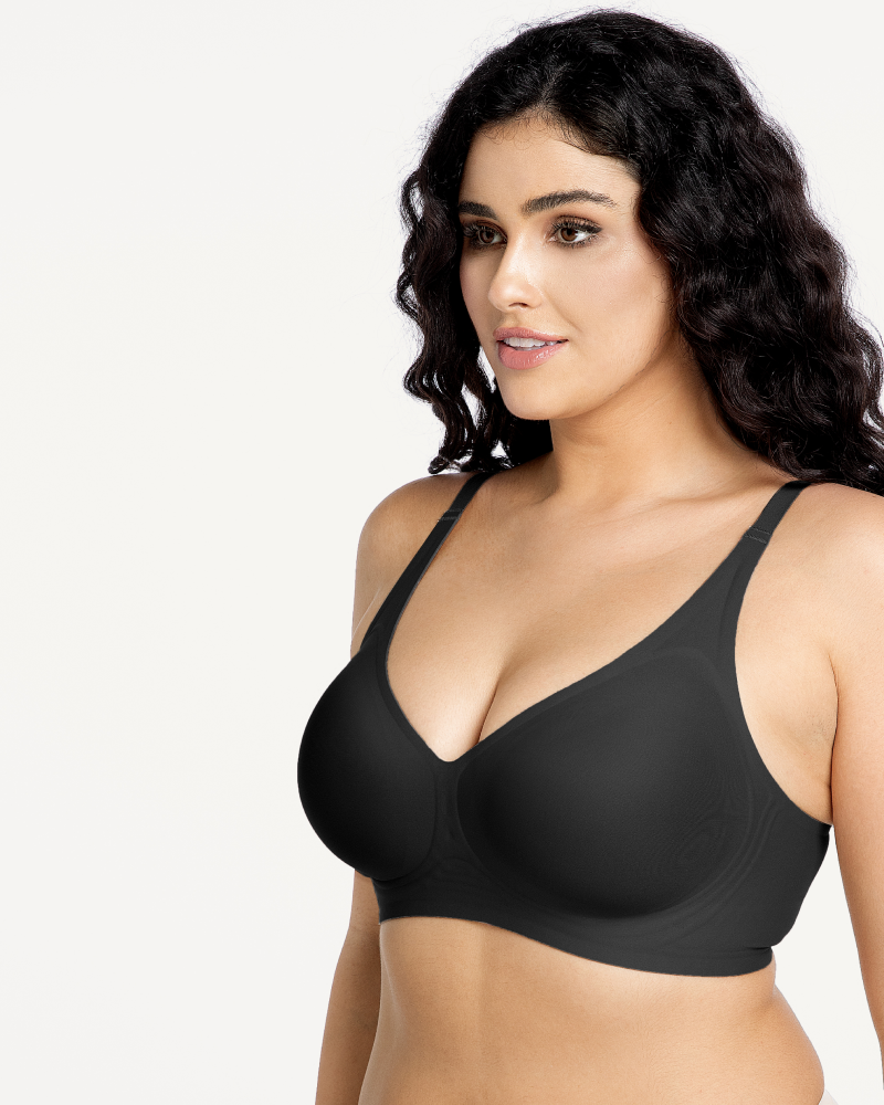 Soft-support deep V comfortable wireless plunge bra