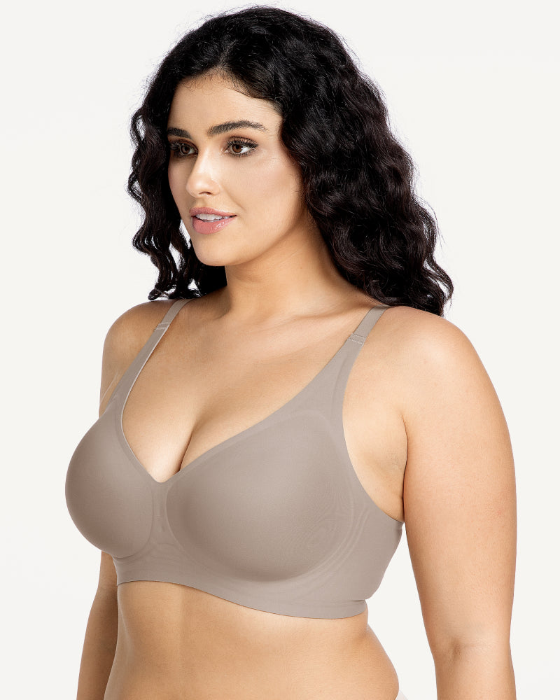 Soft-support deep V comfortable wireless plunge bra