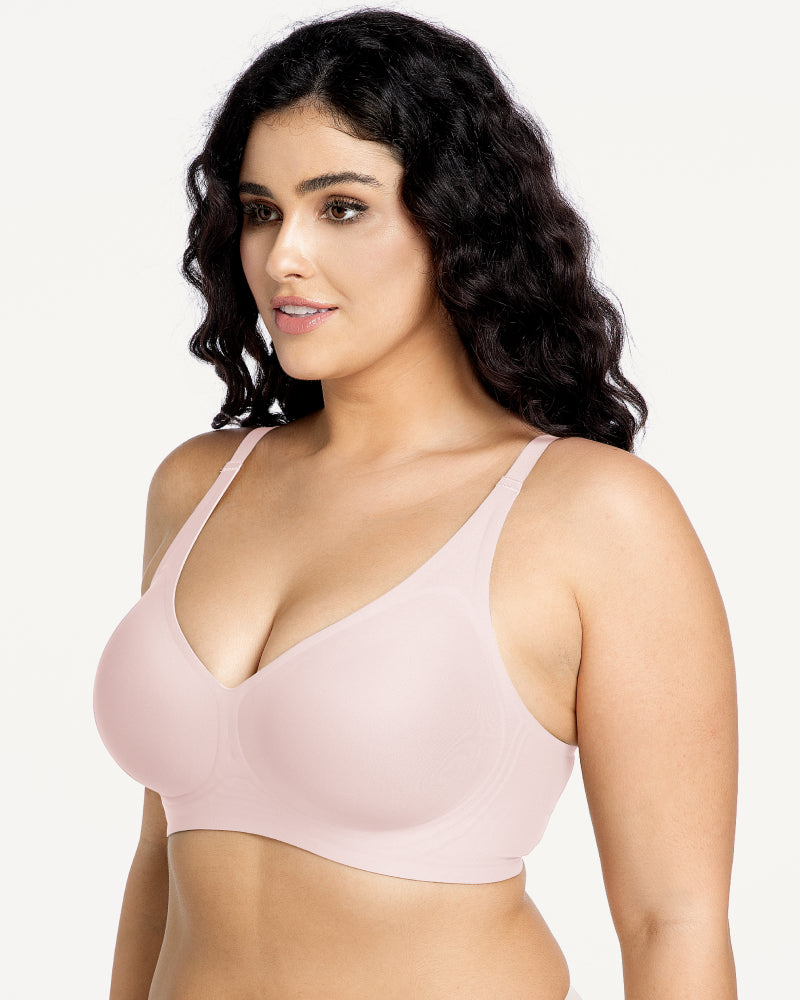 Soft-support deep V comfortable wireless plunge bra