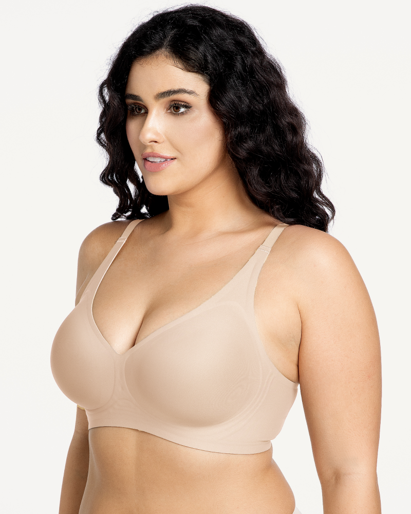 Soft-support deep V comfortable wireless plunge bra