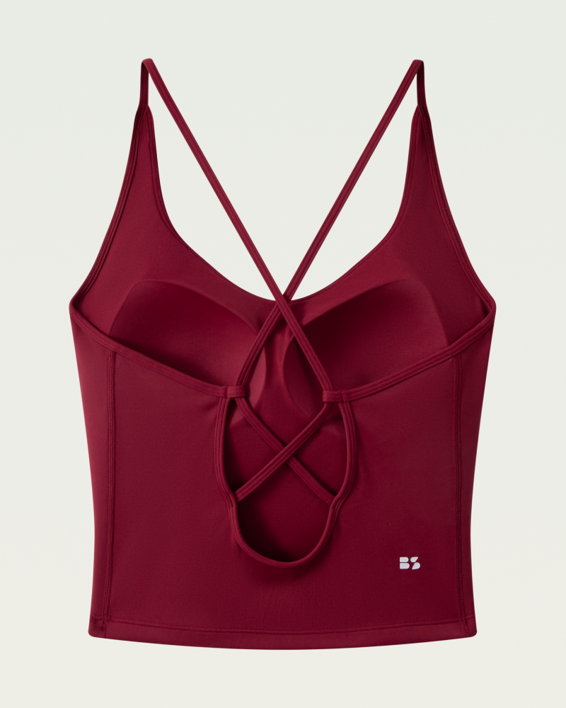 Longline racer-back sports bra tank top with built-in bra