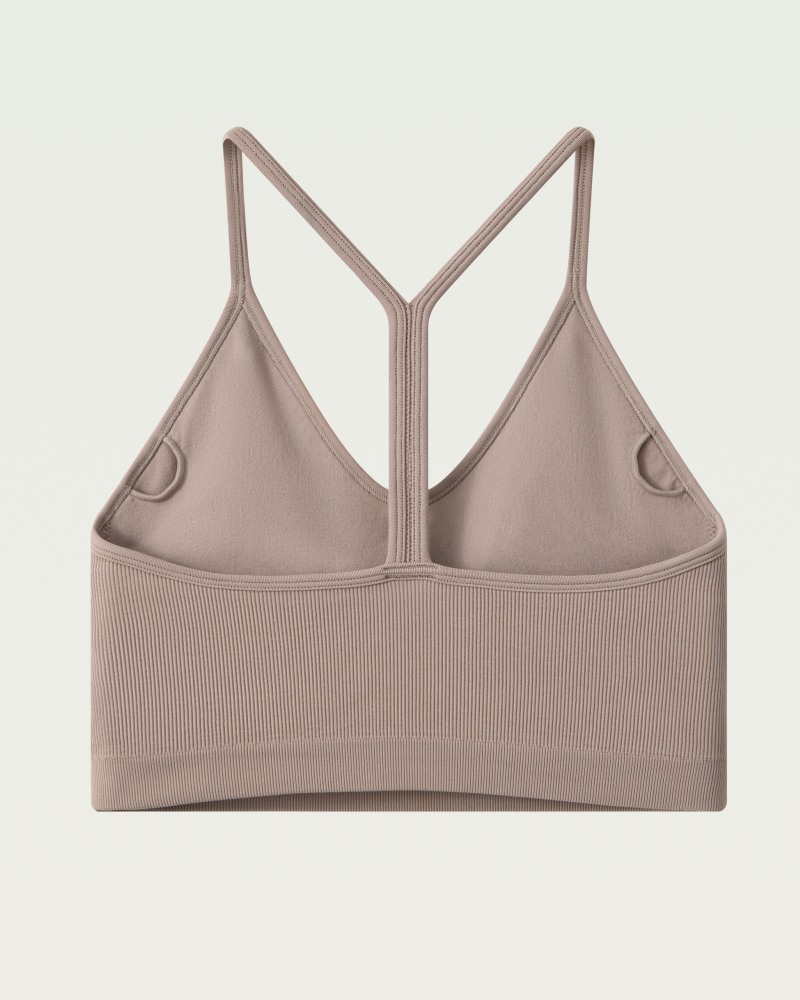 Seamless ribbed racer-back sports bra