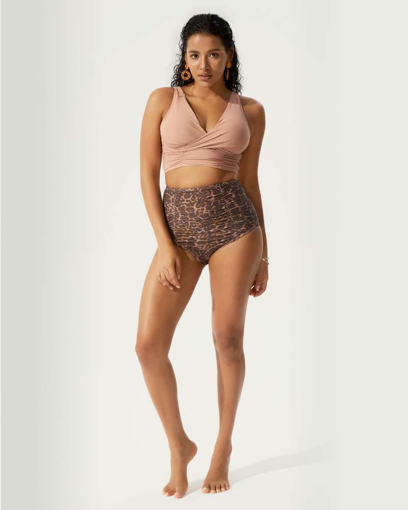 Tank-style leopard print tankini set