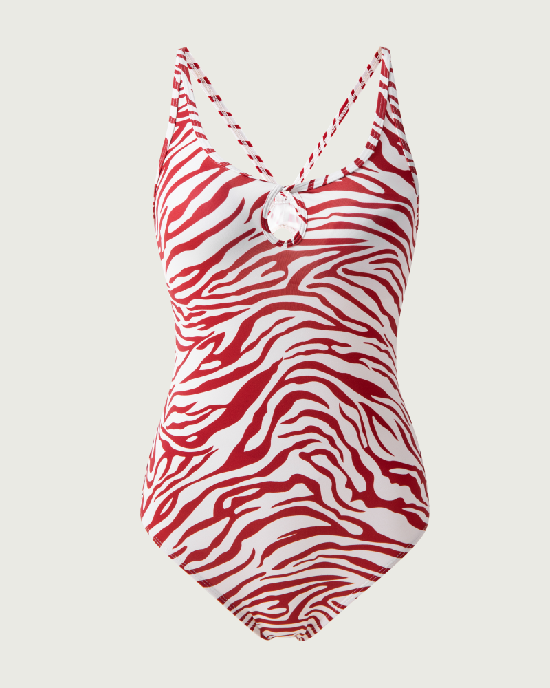 Zebra print one-piece swimsuit