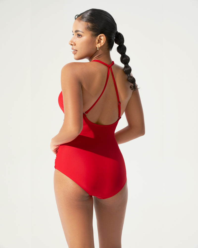 Halter Neck Ruched Bodysuit