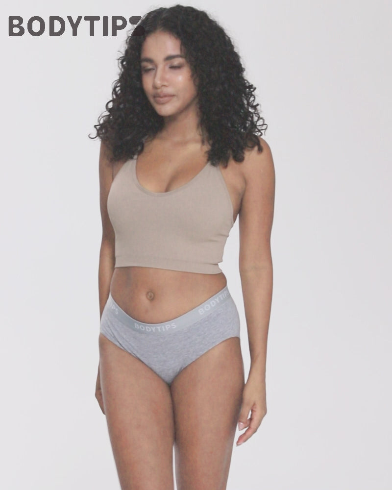 Seamless ribbed racer-back sports bra