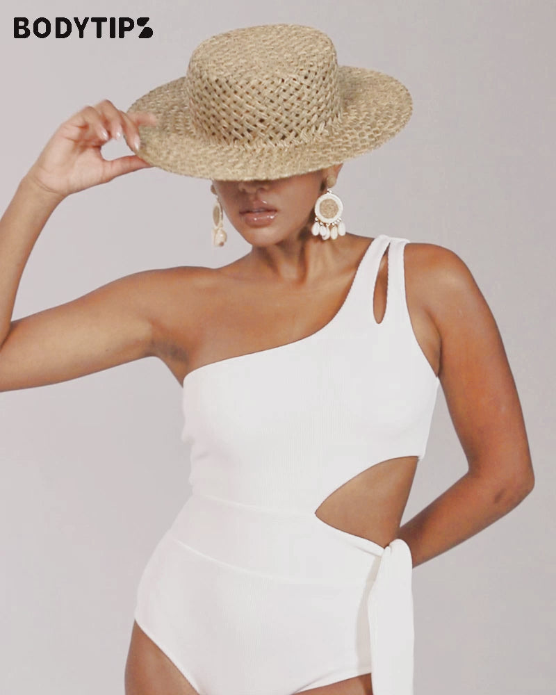 Asymmetrical Shoulder Cutout Bodysuit