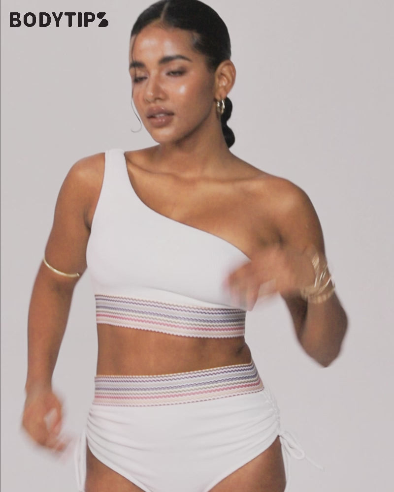 Ribbed Off-Shoulder Bikini Set