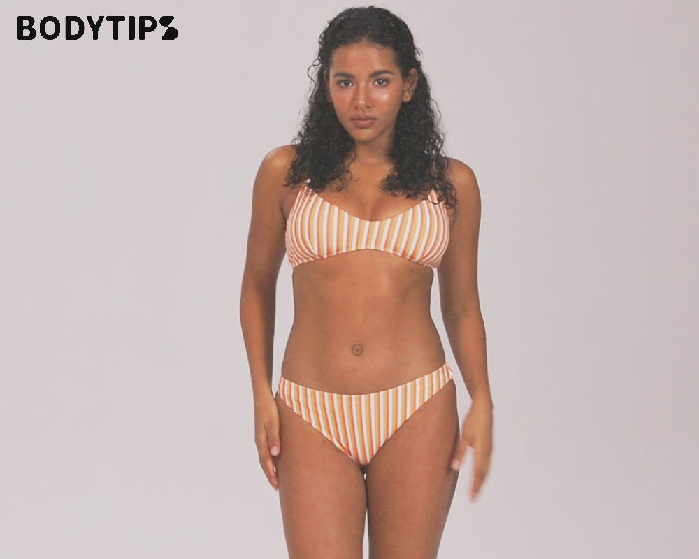 Striped Halter Bikini Three-Piece Set