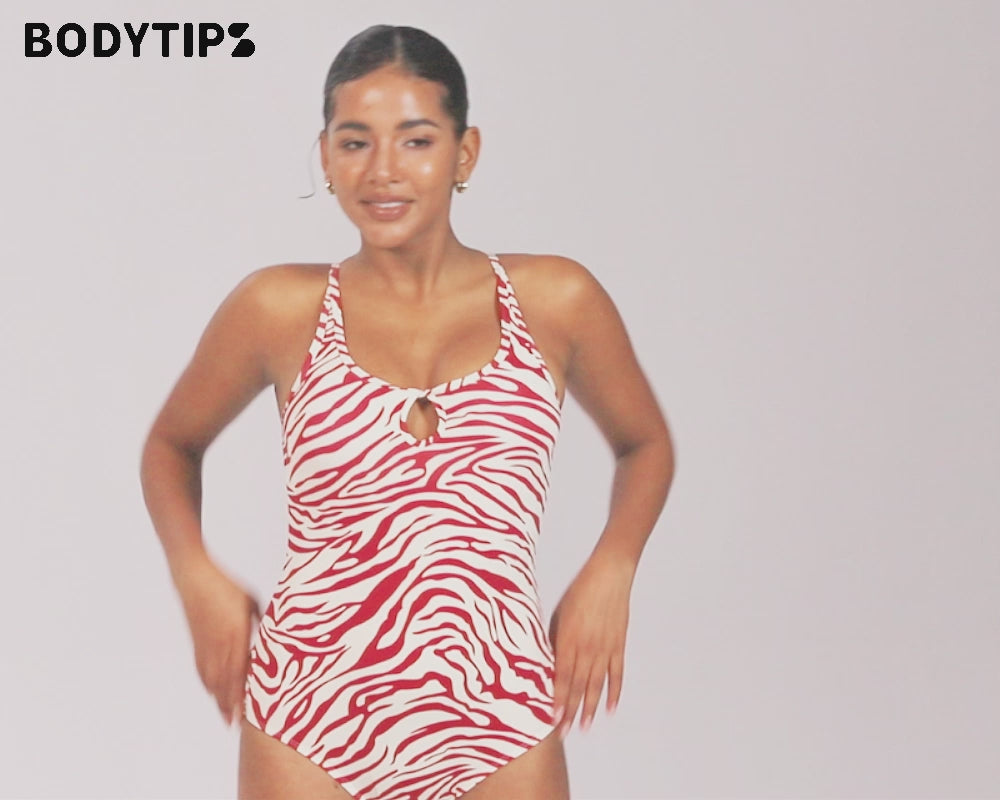 Zebra print one-piece swimsuit